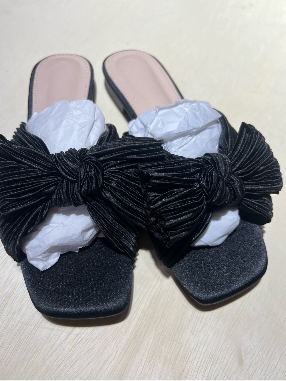 Women’s Black Bow Slide Sandals - Elegant Casual Slip-Ons